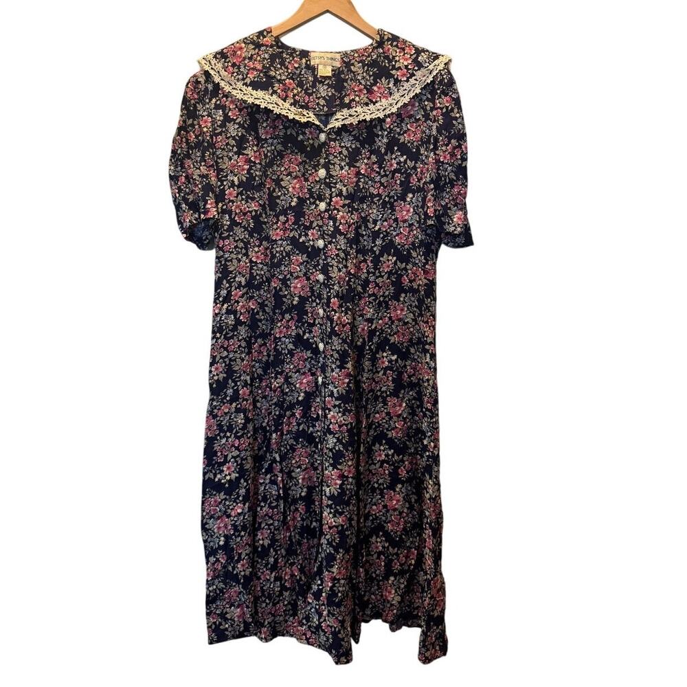 Betsy's Things Women's Multicolor Floral Button Front Midi Shirt Dress Madea 18